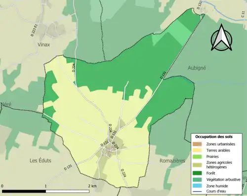 Carte en couleurs présentant l'occupation des sols.