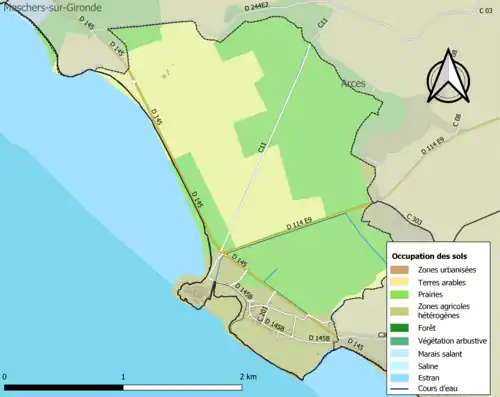 Carte en couleurs présentant l'occupation des sols.