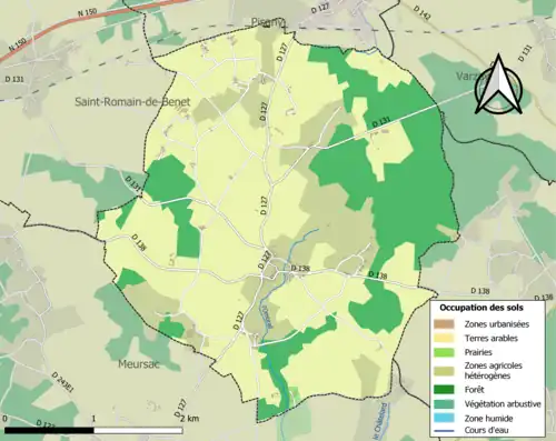 Carte en couleurs présentant l'occupation des sols.