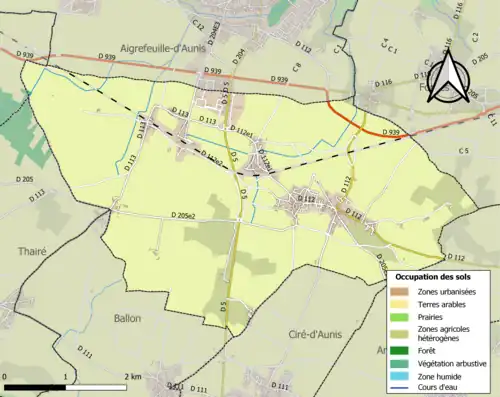 Carte en couleurs présentant l'occupation des sols.