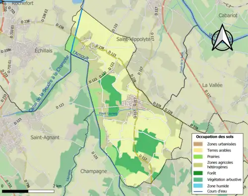 Carte en couleurs présentant l'occupation des sols.