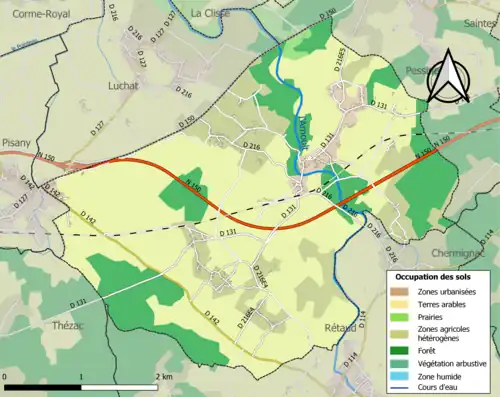 Carte en couleurs présentant l'occupation des sols.