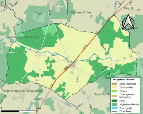 Carte en couleurs présentant l'occupation des sols.