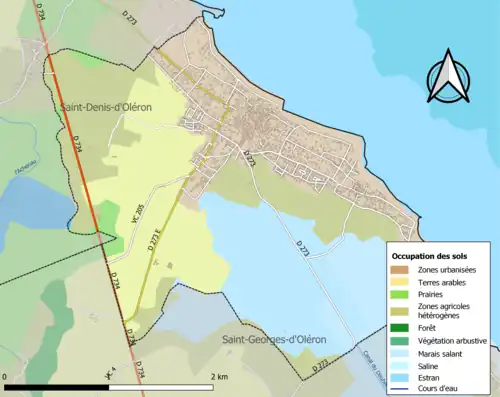 Carte en couleurs présentant l'occupation des sols.