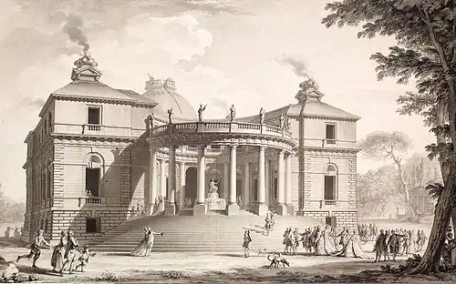 Charles de Wailly, Vue en perspective du Pavillon de Minerve dédié à l'Impératrice de Russie. Salon de 1773, n°151