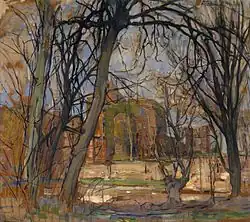 Soleil de printemps (Lentezon). Château en ruine : Brederode (vers fin 1909-début 1910), Musée d'Art de Dallas, huile sur isorel, 62&nbsp;×&nbsp;72&nbsp;cm, Musée d'Art de Dallas.