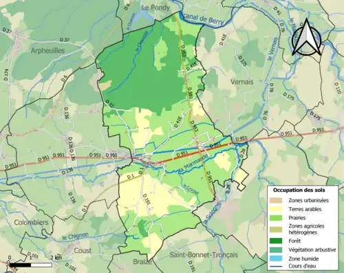 Carte en couleurs présentant l'occupation des sols.