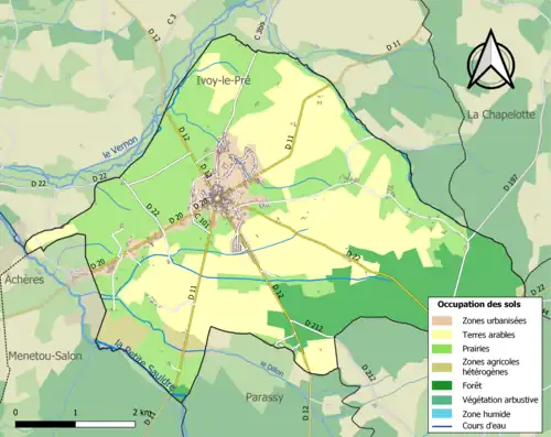 Carte en couleurs présentant l'occupation des sols.