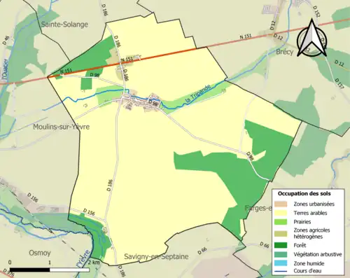 Carte en couleurs présentant l'occupation des sols.