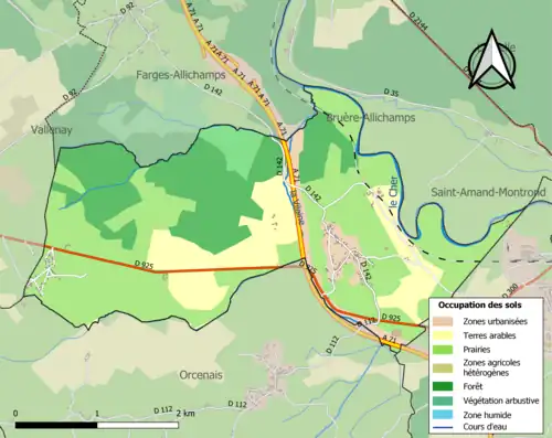 Carte en couleurs présentant l'occupation des sols.