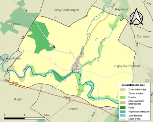 Carte en couleurs présentant l'occupation des sols.