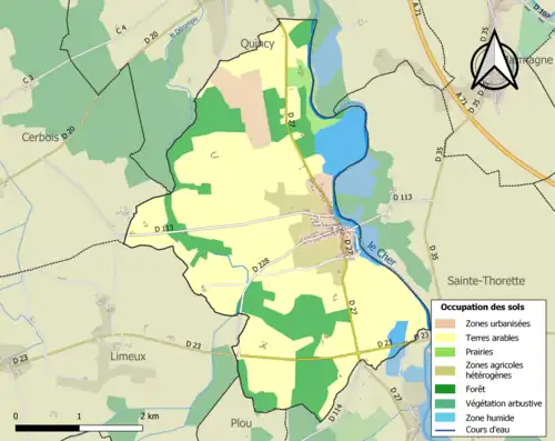 Carte en couleurs présentant l'occupation des sols.