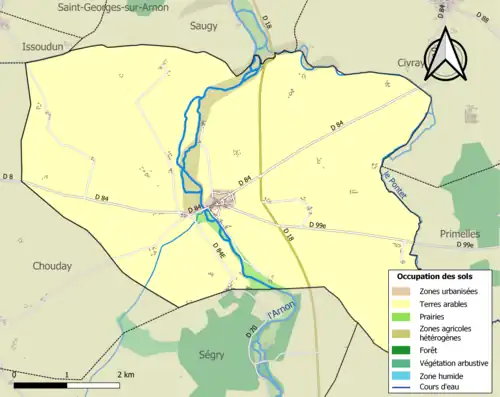 Carte en couleurs présentant l'occupation des sols.
