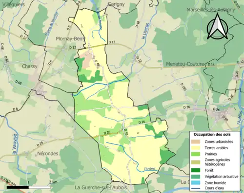 Carte en couleurs présentant l'occupation des sols.