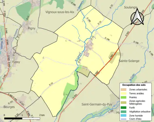 Carte en couleurs présentant l'occupation des sols.