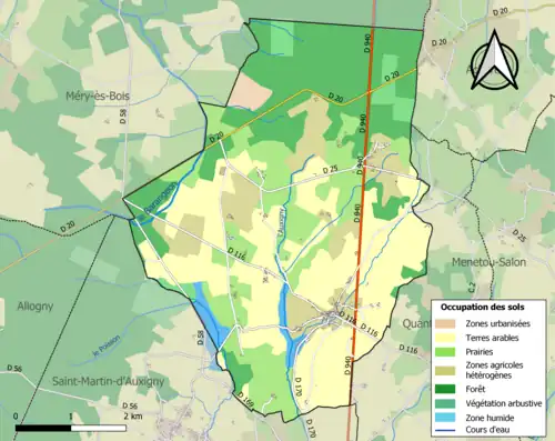 Carte en couleurs présentant l'occupation des sols.