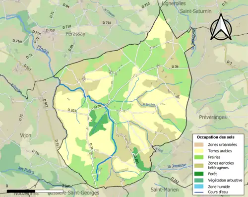 Carte en couleurs présentant l'occupation des sols.