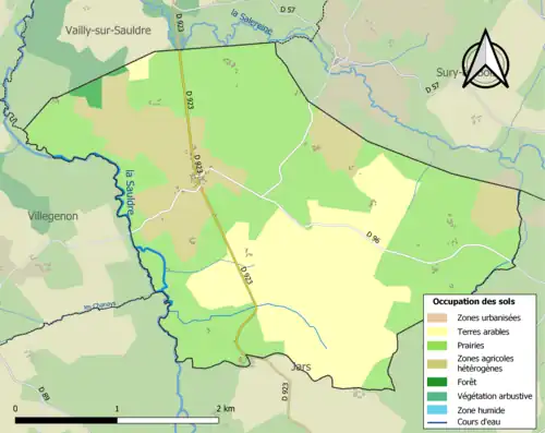 Carte en couleurs présentant l'occupation des sols.