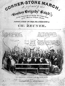« Anti-Masonic Convention in Valdimor », affiche pour le Corner-Stone March, as Performed by the Boston Brigade Band&nbsp;(en), 1832