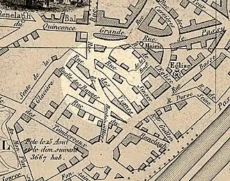 Rue des Vignes sur le plan de 1847.