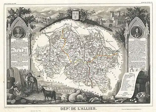 Carte Levasseur du département de l'Allier (1852)