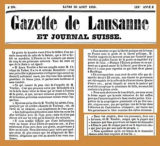 La Gazette de Lausanne du 30 août 1858.