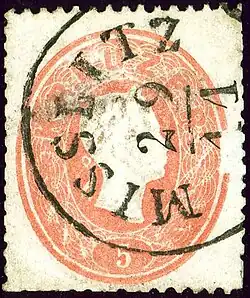 Timbre de 1861 portant la marque « Misslitz ».