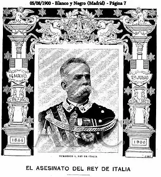 Annonce de la mort du roi d'Italie en 1900.