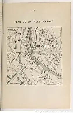 Vue de l’avenue Courtin sur le plan des rues de Joinville-le-Pont en 1906