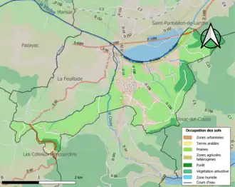 Carte en couleurs présentant l'occupation des sols.