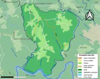 Carte en couleurs présentant l'occupation des sols.