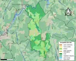 Carte en couleurs présentant l'occupation des sols.