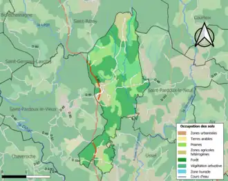 Carte en couleurs présentant l'occupation des sols.