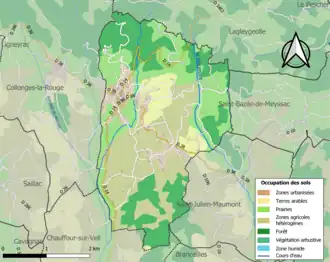 Carte en couleurs présentant l'occupation des sols.