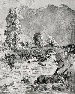 Assaut allemand et chevaux tués au Col de Turnu Roșu, 1916-1917.