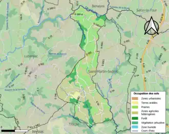 Carte en couleurs présentant l'occupation des sols.