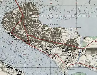 Détail de la carte de la LGA Île Lagos, Nigeria, 1962.