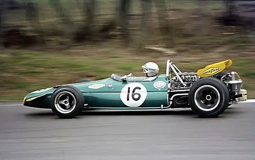 Jack Brabham pilotant une Brabham BT33 à la Race of Champions 1970, une course hors championnat.