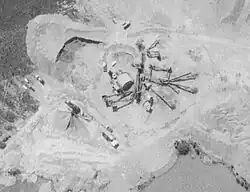 Les Sablières Cachot en 1981 (installation au sol ouverte).