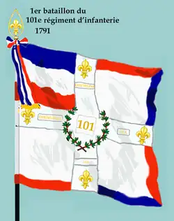 Drapeau du 1er bataillon du 101e régiment d'infanterie de ligne de 1791 à 1793