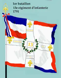 Drapeau du 1er bataillon du 13e régiment d'infanterie de ligne de 1791 à 1793