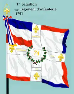 Drapeau du 1er bataillon du 74e régiment d'infanterie de ligne de 1791 à 1793
