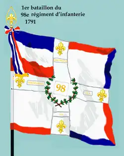 Drapeau du 1er bataillon du 98e régiment d'infanterie de ligne de 1791 à 1793
