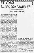Article de la série « Et voici les 200 familles… » d'Augustin Hamon, publiée dans   L'Humanité, no&nbsp;13549, 21 janvier 1936.(Paris, BnF).