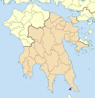 Dème d’Elafónisos à la suite de la réforme Kallikratis (2010)