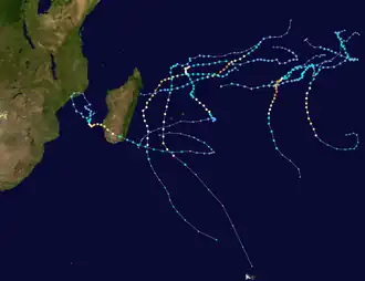 Trajectoire des cyclones.
