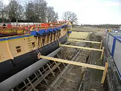 Accore de maintien de la coque en cale sèche.