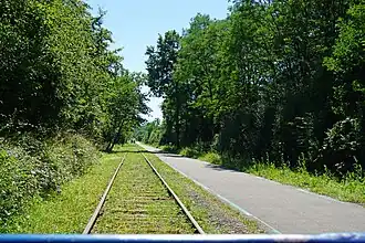La véloroute et le vélorail de la ligne de Vaivre à Gray.