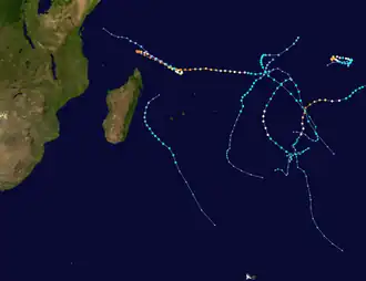 Trajectoire des cyclones.