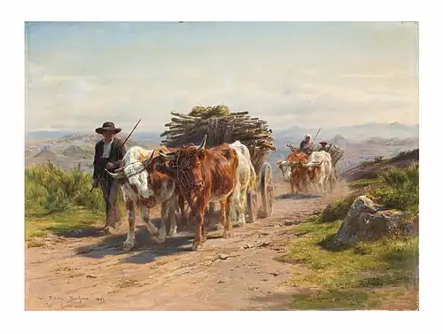 Charrette attelée de vaches, et bouvier, en AuvergneRosa Bonheur, 1889Collection privée, Vente 2016